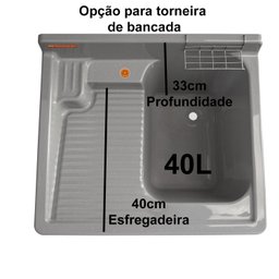 Gabinete em Plástico Abs Tanque com Esfregadeira Lateral de Fibra 40 Litros e Torneira de Mesa - 4