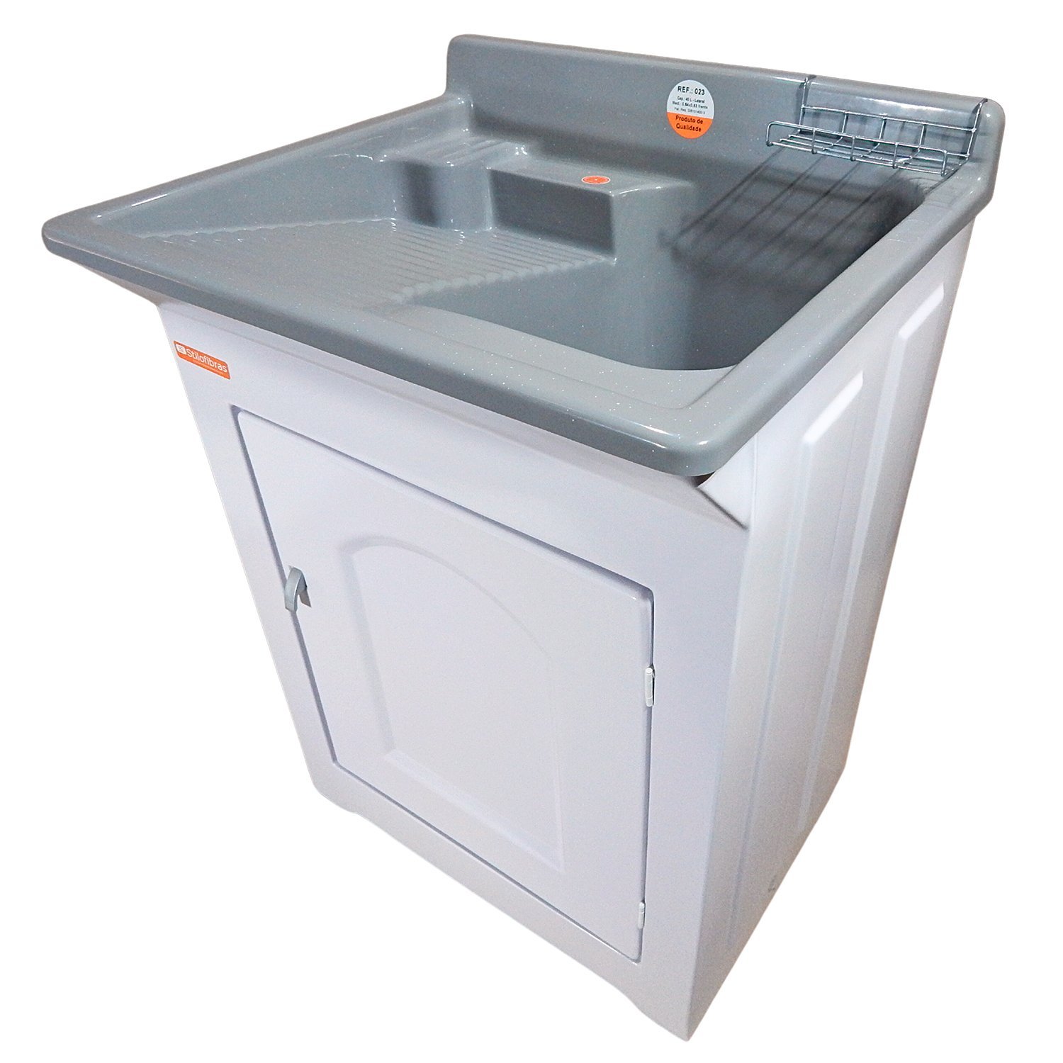 Gabinete em Plástico Abs Tanque com Esfregadeira Lateral de Fibra 40 Litros e Torneira de Mesa - 7