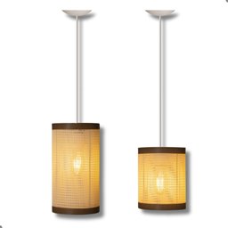 Conjunto Luminária Pendente Essence/eclipse Sala Jantar Quarto em Tela Indiana com Fio Branco 1,50m - 2