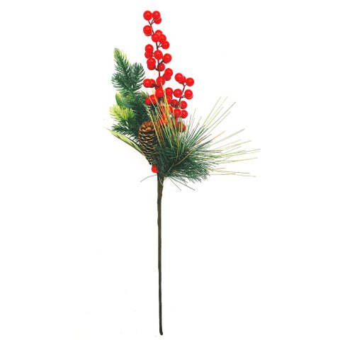 Galho Berry Vermelho C/pinha 45cm