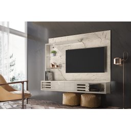 Painel Bancada para Tv até 50'' Led 2 Portas Suspensa Frizz Select Calacata Off White - Madetec - 2