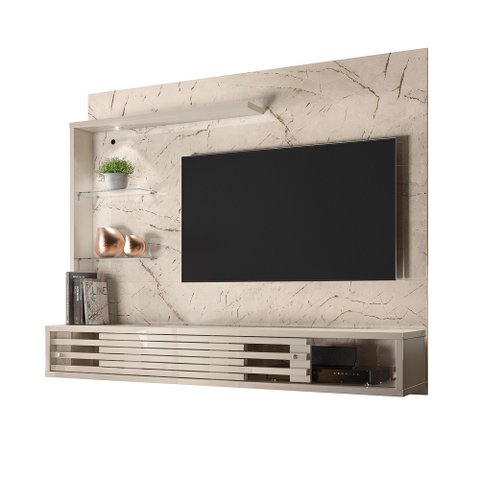 Painel Bancada para Tv até 50'' Led 2 Portas Suspensa Frizz Select Calacata Off White - Madetec