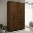 Ver imagem 1 de Guarda Roupa Casal Brunela 5 Portas 2 Gavetas com Cabideiro e Prateleira Yescasa Marrom/Amadeirado