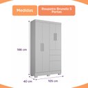 Ver imagem 3 de Guarda Roupa Casal Brunela 5 Portas 2 Gavetas com Cabideiro e Prateleira Yescasa Marrom/Amadeirado