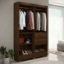 Ver imagem 6 de Guarda Roupa Casal Brunela 5 Portas 2 Gavetas com Cabideiro e Prateleira Yescasa Marrom/Amadeirado