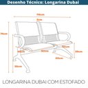 Ver imagem 4 de Longarina Estofada 2 Lug Nr-17 Dubai Fratini 116 Cm Aço Carbono, Cromado e Pintura Cinza C/ Braços