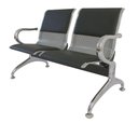 Ver imagem 1 de Longarina Estofada 2 Lug Nr-17 Dubai Fratini 116 Cm Aço Carbono, Cromado e Pintura Cinza C/ Braços