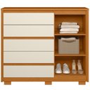 Ver imagem 3 de Cômoda Sapateira para Quarto 1 Porta 5 Gavetas Sardenha A04 Cinamomo Off White - Lyam Decor