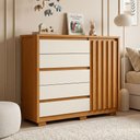 Ver imagem 6 de Cômoda Sapateira para Quarto 1 Porta 5 Gavetas Sardenha A04 Cinamomo Off White - Lyam Decor