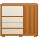 Ver imagem 2 de Cômoda Sapateira para Quarto 1 Porta 5 Gavetas Sardenha A04 Cinamomo Off White - Lyam Decor