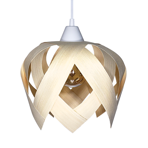 Luminária Lustre Pendente E27 Madeira Teto Sala Quarto Cozinha Lúpulo P Marfim