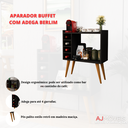 Ver imagem 5 de Aparador Buffet com Adega Bar Cantinho do Café Pés Palito Retrô Berlim - Preto