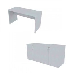 Kit Home Office Escrivaninha Balcão 4 Portas Tonal Bramov - 2