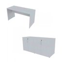 Ver imagem 2 de Kit Home Office Escrivaninha Balcão 4 Portas Tonal Bramov