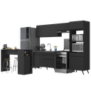 Ver imagem 2 de Armário de Cozinha com Bancada/mesa Gourmet Veneza Multimóveis Mp2174 Preto