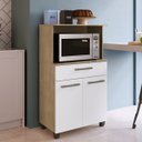 Ver imagem 1 de Armário Multiuso 68 X 115cm Cozinha Forno Micro-ondas 2 Porta 1 Gaveta Mdp Dakar Branco - Clicklar