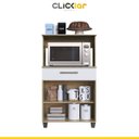 Ver imagem 2 de Armário Multiuso 68 X 115cm Cozinha Forno Micro-ondas 2 Porta 1 Gaveta Mdp Dakar Branco - Clicklar
