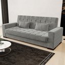 Ver imagem 2 de Sofá Cama Decorativo 210cm Beesley Suede Grafite - Gran Belo