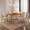 Ver imagem 1 de Mesa de Jantar Liz 180 cm Tampo MDF Laminado Canto Copo com 6 Cadeiras Aline