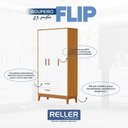 Ver imagem 2 de Jogo de Quarto Infantil Flip Guarda Roupa 3 Portas e Cômoda 4 Gavetas Branco Fosco/savana - Reller