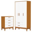 Ver imagem 1 de Jogo de Quarto Infantil Flip Guarda Roupa 3 Portas e Cômoda 4 Gavetas Branco Fosco/savana - Reller