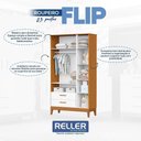 Ver imagem 3 de Jogo de Quarto Infantil Flip Guarda Roupa 3 Portas e Cômoda 4 Gavetas Branco Fosco/savana - Reller