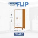 Ver imagem 4 de Jogo de Quarto Infantil Flip Guarda Roupa 3 Portas e Cômoda 4 Gavetas Branco Fosco/savana - Reller