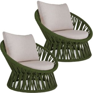 02 Poltrona Área Externa Monza Alumínio Pintura Corda Náutica