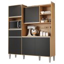 Ver imagem 2 de Armário de Cozinha Compacta 160cm 5 Portas Isabel Amêndoa/Preto - AJL Móveis
