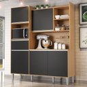 Ver imagem 1 de Armário de Cozinha Compacta 160cm 5 Portas Isabel Amêndoa/Preto - AJL Móveis