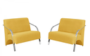 Ver imagem 1 de Kit 2 Poltronas Namoradeira 2 Lugares Vênus Braço Alumínio D Salla Suede Amarelo