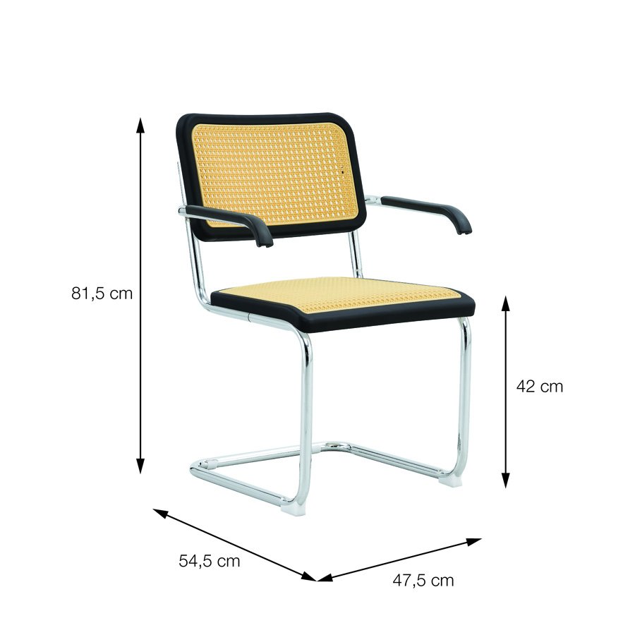 Cadeira Cesca com Braços Base Cromada Mmj-od Od-preta/bege - 4