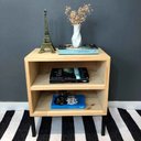 Ver imagem 1 de Mesa Lateral Prateleira com pé Style de Ferro e Madeira Industrial Natural e Preto