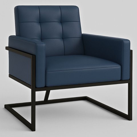 Poltrona para Sala de Espera Confortável em Tecido Corano com Base de Ferro Reforçada