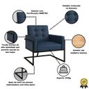 Ver imagem 3 de Poltrona para Sala de Espera Confortável em Tecido Corano com Base de Ferro Reforçada