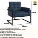 Ver imagem 2 de Poltrona para Sala de Espera Confortável em Tecido Corano com Base de Ferro Reforçada