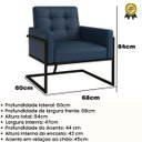 Ver imagem 2 de Poltrona para Sala de Espera Confortável em Tecido Corano com Base de Ferro Reforçada
