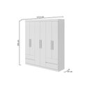 Ver imagem 3 de Guarda Roupa Solteiro 6 Portas e 4 Gavetas Zeus Branco - Lopas