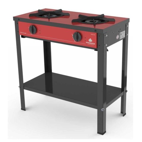 Fogão Industrial a Gás 2 Bocas Gourmet Esmaltado Vermelho Prge-200 - Progás