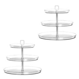 Kit 02 Porta Doces Baleiro Triplo 3 Andares Acrílico Cristal - 1