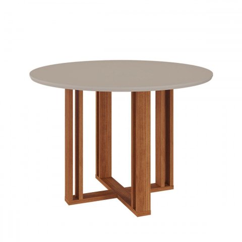 Mesa de Madeira Flora Redonda Cinamomo/off White - Cimol