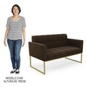 Ver imagem 5 de Sofá Namoradeira Base Industrial Dourado Ana Suede Marrom - Ibiza