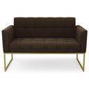 Ver imagem 6 de Sofá Namoradeira Base Industrial Dourado Ana Suede Marrom - Ibiza