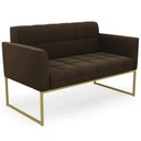 Ver imagem 1 de Sofá Namoradeira Base Industrial Dourado Ana Suede Marrom - Ibiza