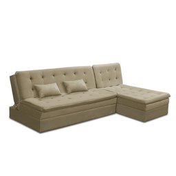 Sofá Cama King 5 Lugares 2,70m Alice Suede Bege Adonai Estofados - 2