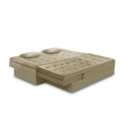 Sofá Cama King 5 Lugares 2,70m Alice Suede Bege Adonai Estofados - 3