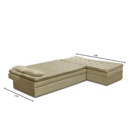 Sofá Cama King 5 Lugares 2,70m Alice Suede Bege Adonai Estofados - 6