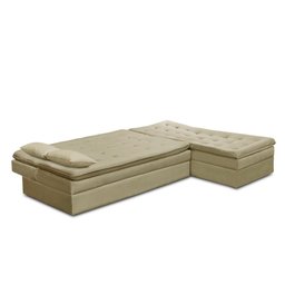 Sofá Cama King 5 Lugares 2,70m Alice Suede Bege Adonai Estofados - 4