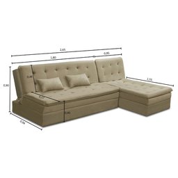Sofá Cama King 5 Lugares 2,70m Alice Suede Bege Adonai Estofados - 5