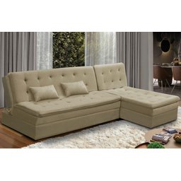 Sofá Cama King 5 Lugares 2,70m Alice Suede Bege Adonai Estofados - 1